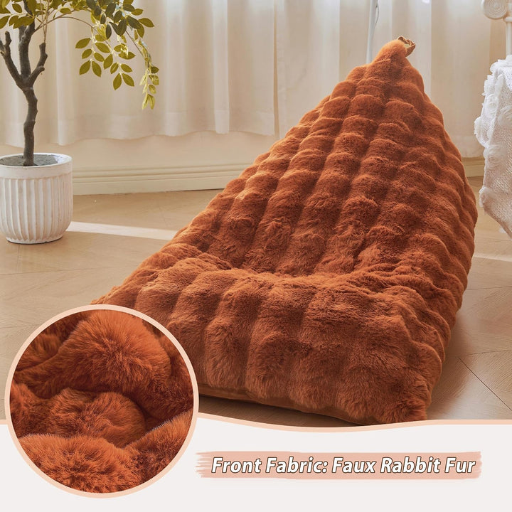 Burnt Orange 250L Faux Rabbit Fur Bean Bag Cover, 50 × 30 × 30 in (No Filler) - Just Closeouts Canada Inc.X004OVXRJN