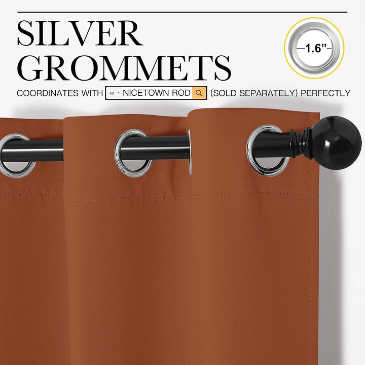 Burnt Orange Blackout Grommet Curtains, 42 x 63 in, 2 Panels - Just Closeouts Canada Inc.