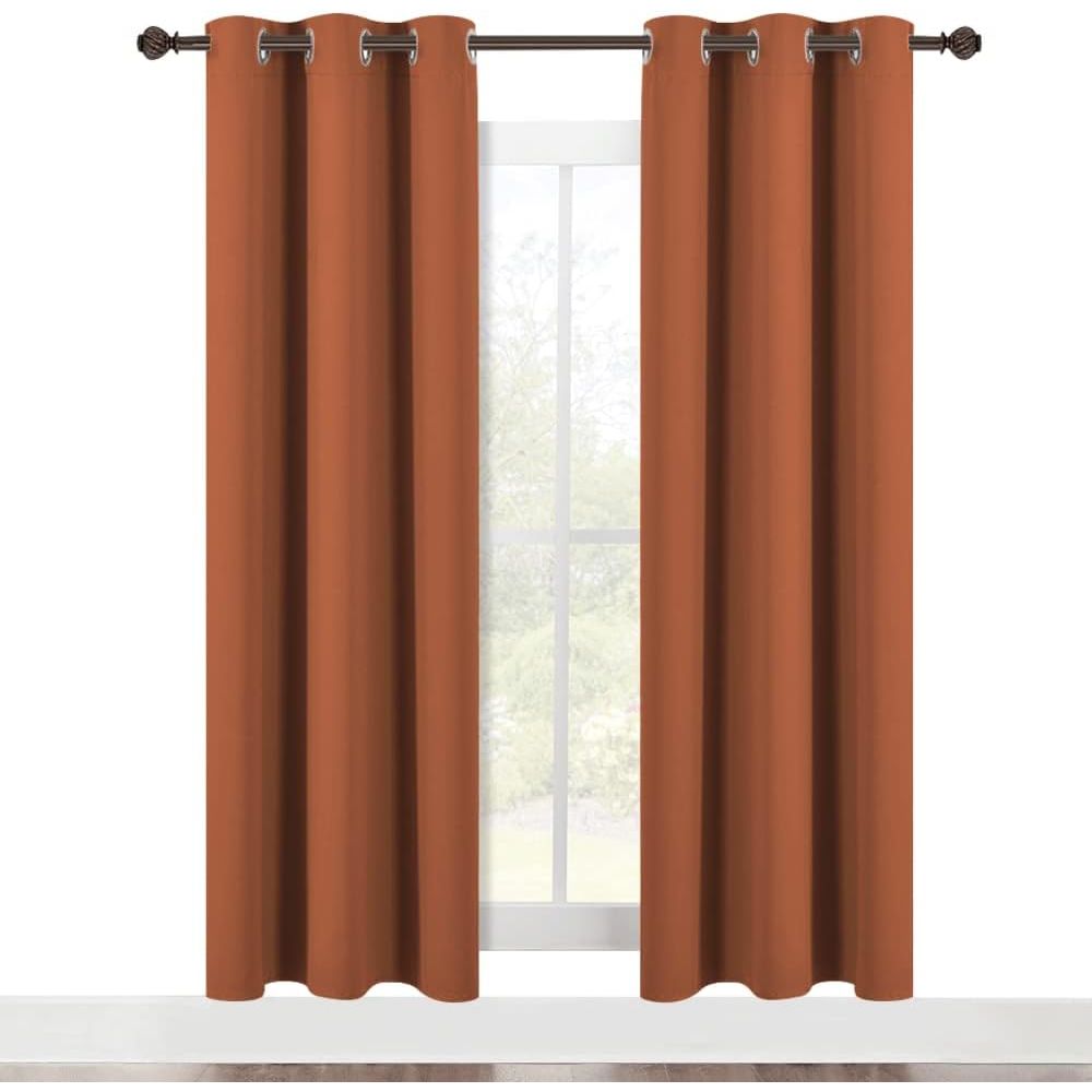 Burnt Orange Blackout Grommet Curtains, 42 x 72 in, 2 Panels - Just Closeouts Canada Inc.