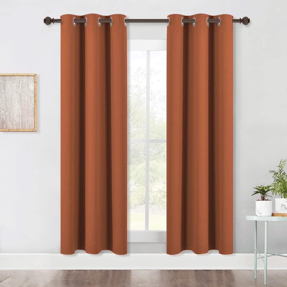 Burnt Orange Blackout Grommet Curtains, 42 x 72 in, 2 Panels - Just Closeouts Canada Inc.