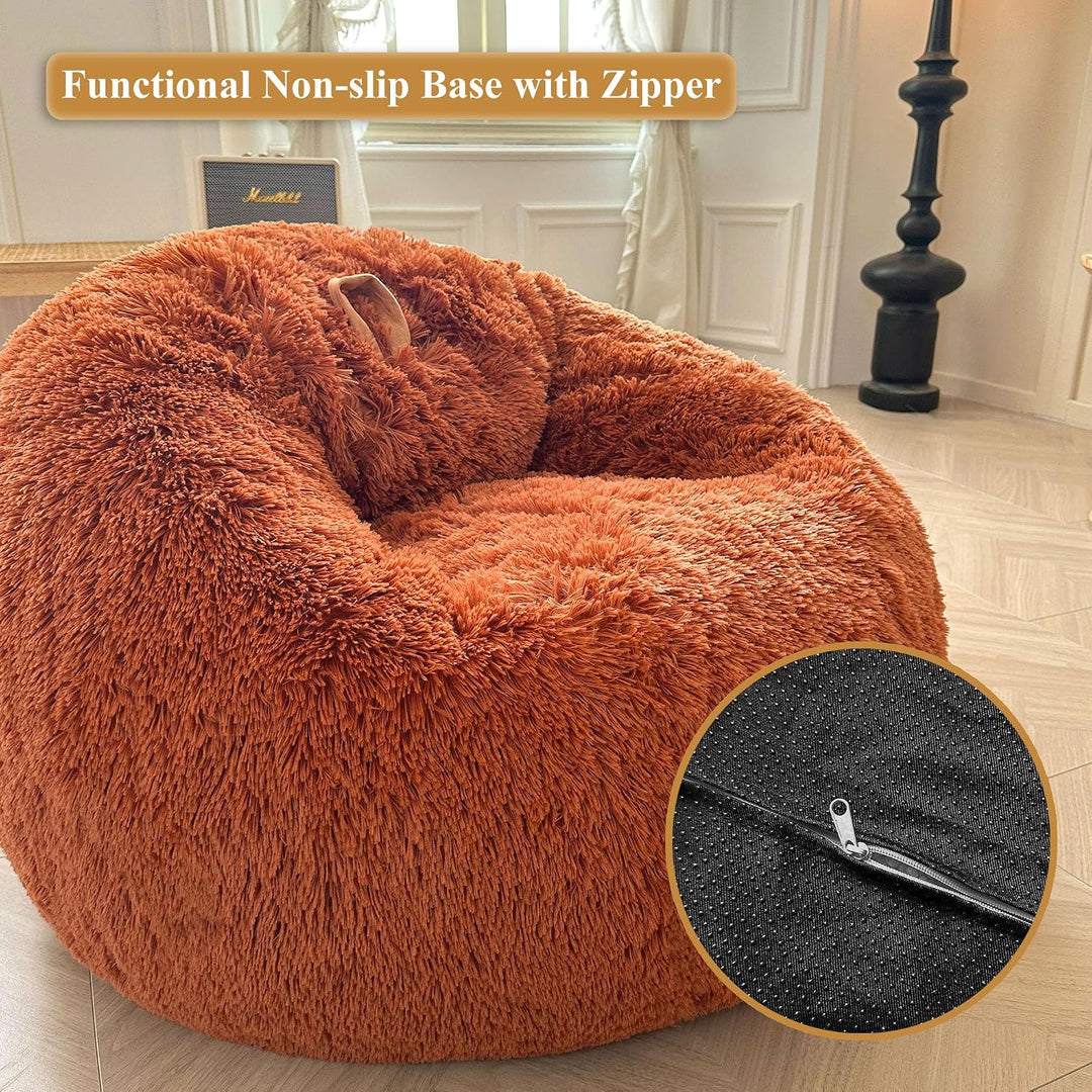 Burnt Orange Kids' Plush Faux Fur Bean Bag Cover, 28 × 28 × 32 in (No Filler) - Just Closeouts Canada Inc.X004LDJLPN