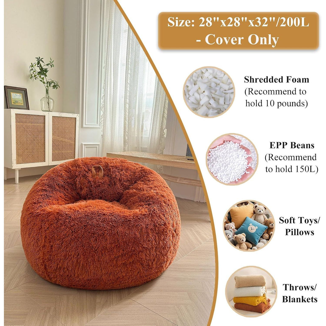 Burnt Orange Kids' Plush Faux Fur Bean Bag Cover, 28 × 28 × 32 in (No Filler) - Just Closeouts Canada Inc.X004LDJLPN