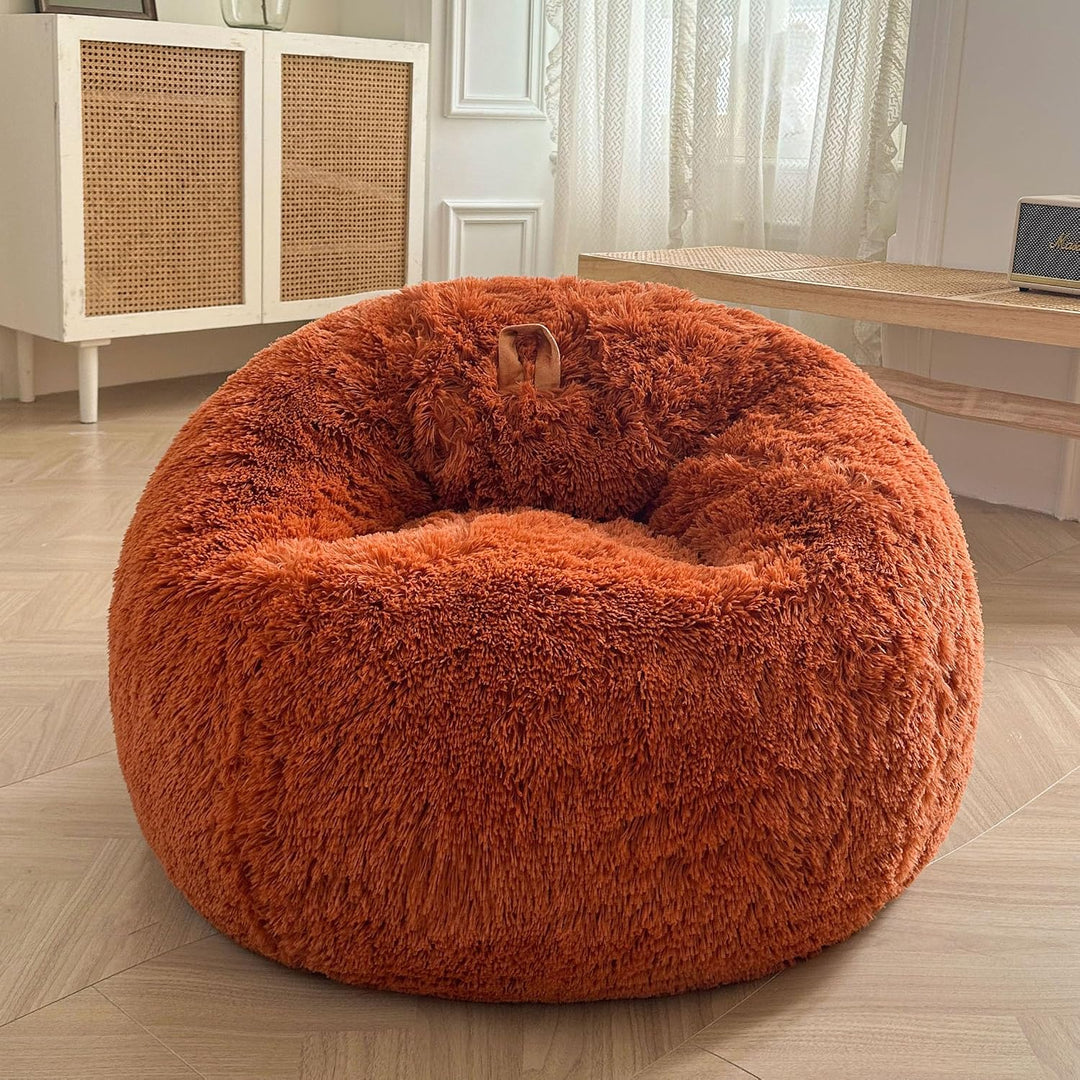 Burnt Orange Kids' Plush Faux Fur Bean Bag Cover, 28 × 28 × 32 in (No Filler) - Just Closeouts Canada Inc.X004LDJLPN