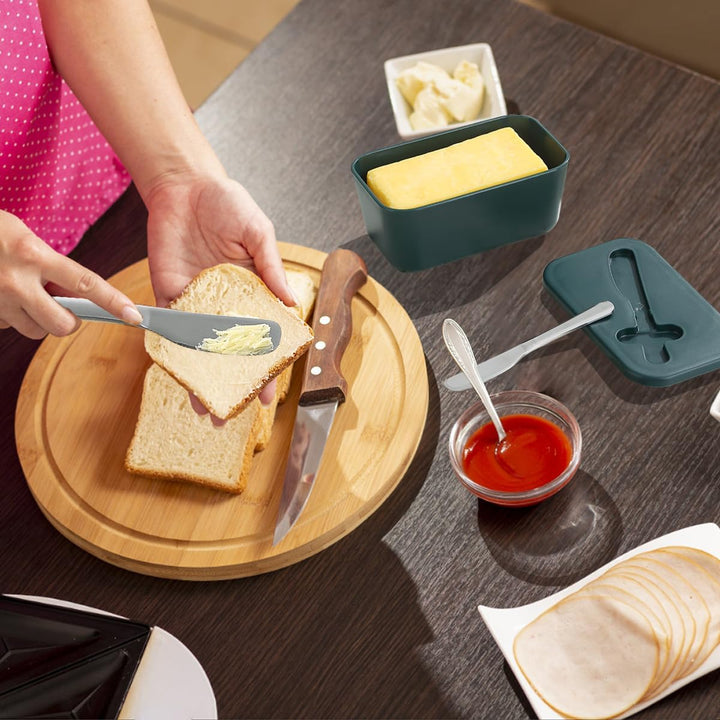 Butter Dish with Lid for Countertop and Refrigerator Door Shelf, Plastic Butter Holder Tray Container with Butter Knife, Easy Scoop Dishwasher Safe - Just Closeouts Canada Inc.
