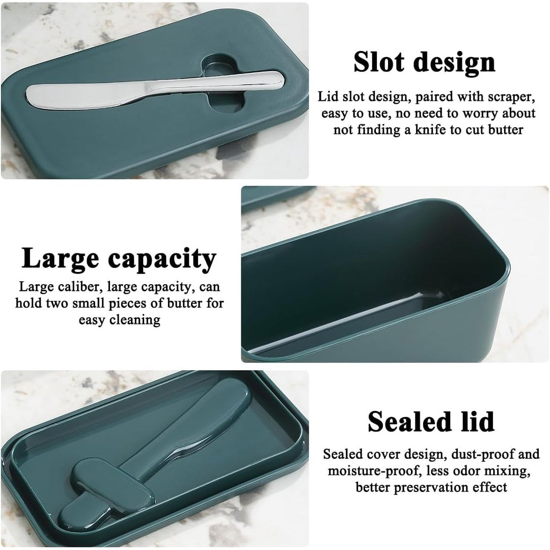 Butter Dish with Lid for Countertop and Refrigerator Door Shelf, Plastic Butter Holder Tray Container with Butter Knife, Easy Scoop Dishwasher Safe - Just Closeouts Canada Inc.
