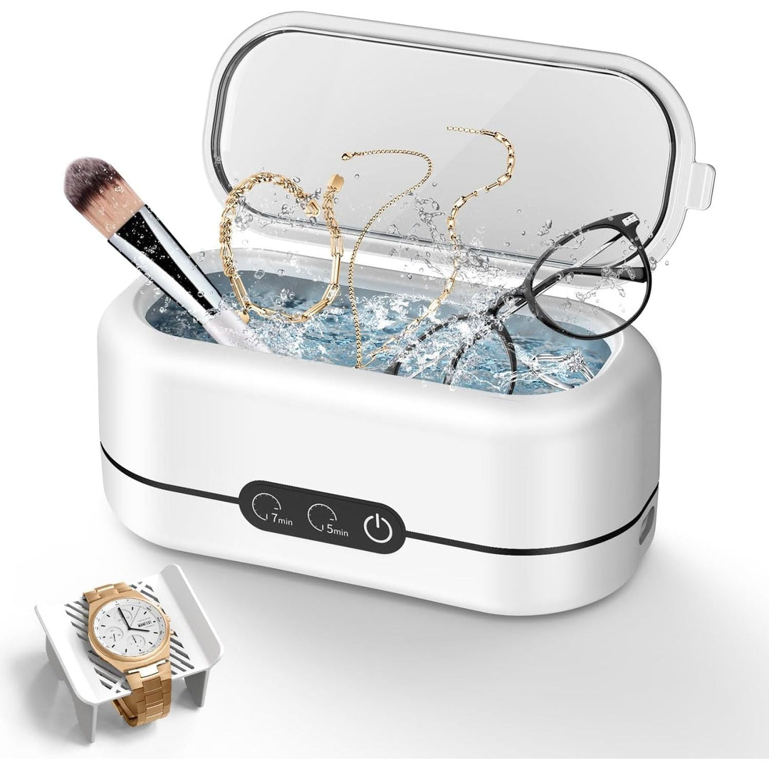 BYASKZIV Ultrasonic Jewelry Cleaner, 48KHz Ultrasonic Cleaner Machine with Dual Cleaning Modes for Jewelry, Eyeglasses, Rings, Watch Strap - 304 Stainless Steel Tank - Just Closeouts Canada Inc.