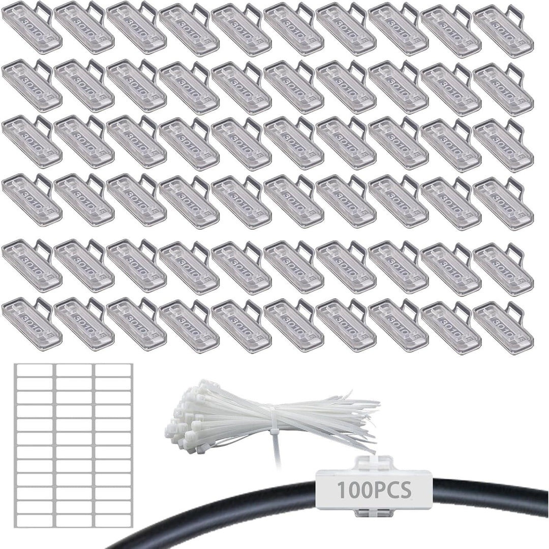 Cable Labels with Zip Ties 100 Pack Reusable Nylon 3010 Wire Markers Waterproof Dustproof Corrosion Resistant ID Tags for Office Home Network Power Charger Cord Organization and Management - Just Closeouts Canada Inc.X004W04NLR