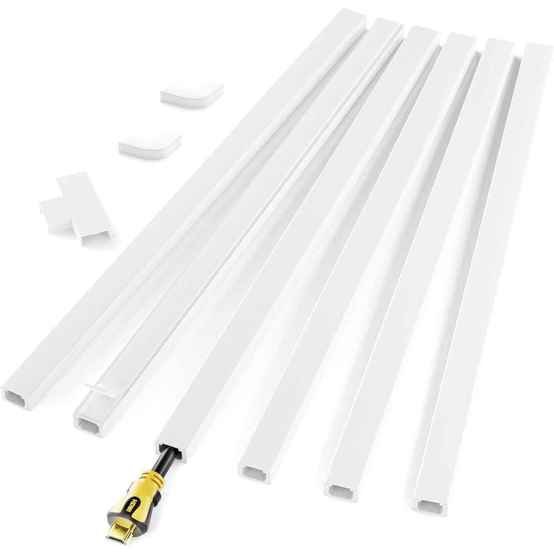 Cable Management Concealer, 85in Cord Cable Organizer, One - Cord Cord Covers for Wall, Paintable Cord Cable Hider, Cable Cover Raceway, Wire Hider Covers for Wall, 6xL14.2 W0.59 H0.4in, White - Just Closeouts Canada Inc.X0034J9LXR