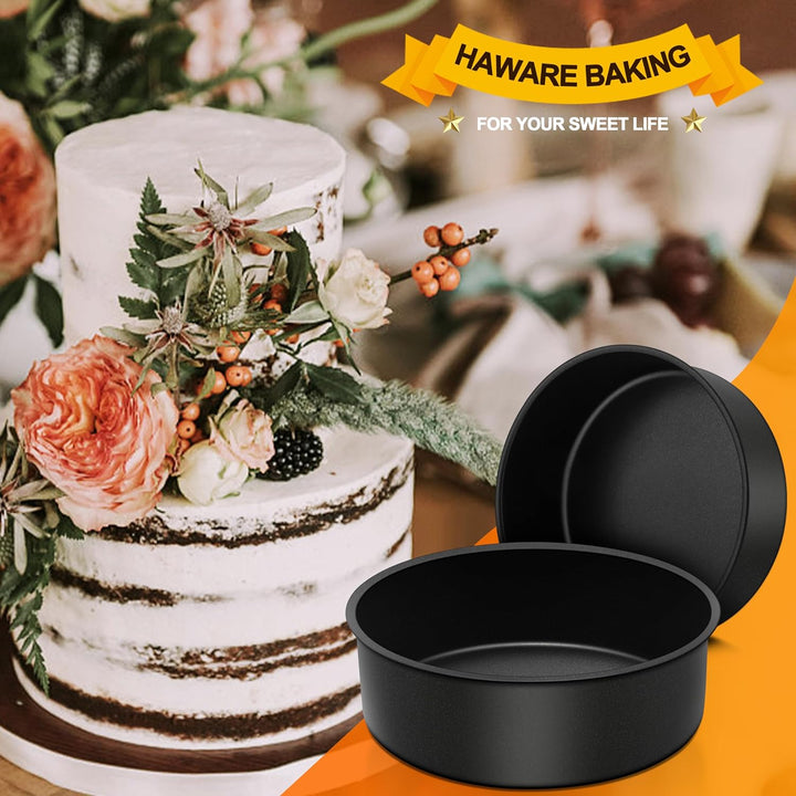 Cake Pan Set of 3, Nonstick Round Baking Pan with Stainless Steel Core, 3 Tier Bake Tin Bakeware, 6" 8" 9.5 inch Cheesecake Pan for Layered Cakes, Wedding Cake, Non - Toxic Cake Mold, 3 Inch Deep - Just Closeouts Canada Inc.
