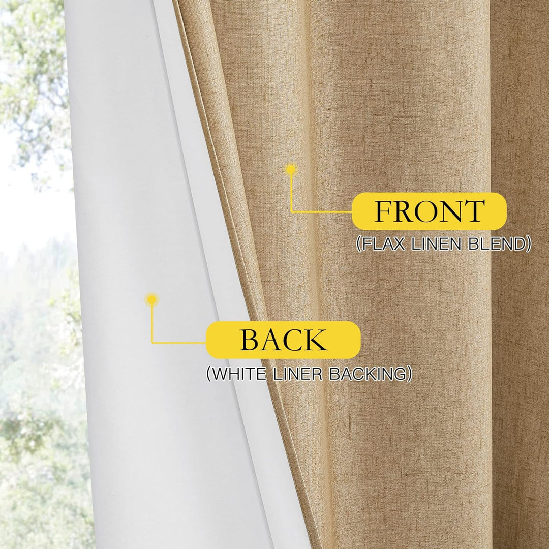 Camel Blackout Rod-Pocket & Back-Tab Curtains, 52 x 84 in, Set of 2 - Just Closeouts Canada Inc.
