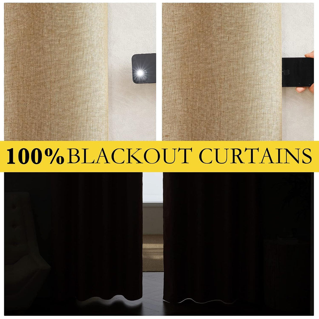 Camel Blackout Rod-Pocket & Back-Tab Curtains, 52 x 84 in, Set of 2 - Just Closeouts Canada Inc.