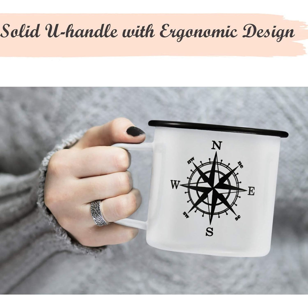 Camping Mug Set of 6, 16 Ounce Colorful Metal Enamel Coffee Tea Cups Mugs for Camping Hiking Backpacking, 2 - Sided Unique Graphic Design & Large Size - Just Closeouts Canada Inc.