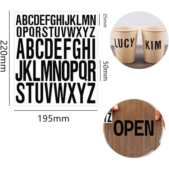 Capital Letter Stickers, 10 Sheet Letter Stickers, Waterproof Capital Vinyl Alphabet Stickers Large Small Self Adhesive for Scrapbooking Mailboxes Car Crafts(Black) - Just Closeouts Canada Inc.