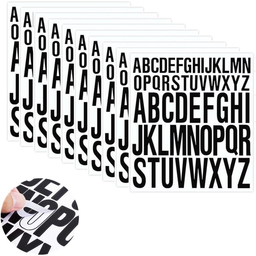 Capital Letter Stickers, 10 Sheet Letter Stickers, Waterproof Capital Vinyl Alphabet Stickers Large Small Self Adhesive for Scrapbooking Mailboxes Car Crafts(Black) - Just Closeouts Canada Inc.