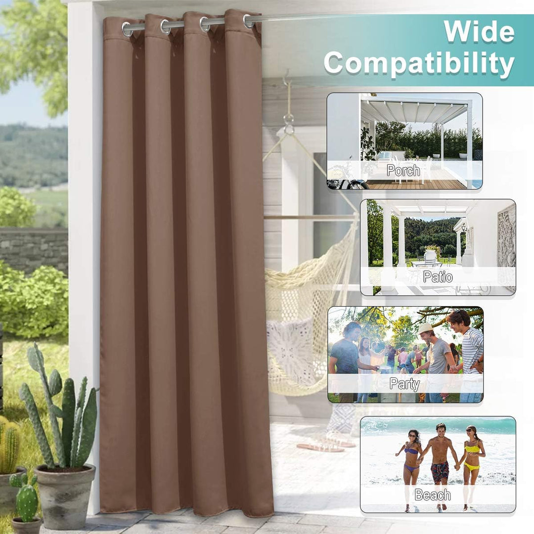 Cappuccino Waterproof Outdoor Curtains, 52 x 96 in, Set of 2 - Just Closeouts Canada Inc.
