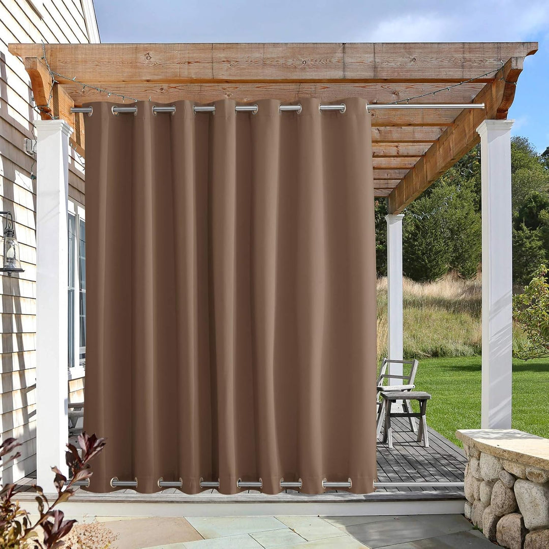 Cappuccino Waterproof Outdoor Grommet Curtain, 100 x 95 in, 1 Panel - Just Closeouts Canada Inc.
