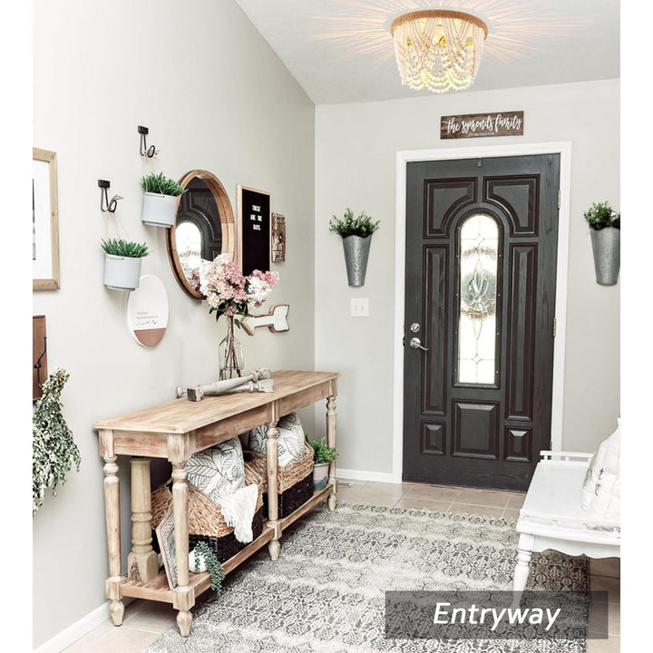 Capslpad Wood Beaded Flush Mount Ceiling Light Antique Rustic Mini Chandelier 3 - Light Boho Light Fixture White Finishing for Dining Room,Nursery Room, Bedroom,Girl Room,Hallway,Entryway,Passway - Just Closeouts Canada Inc.