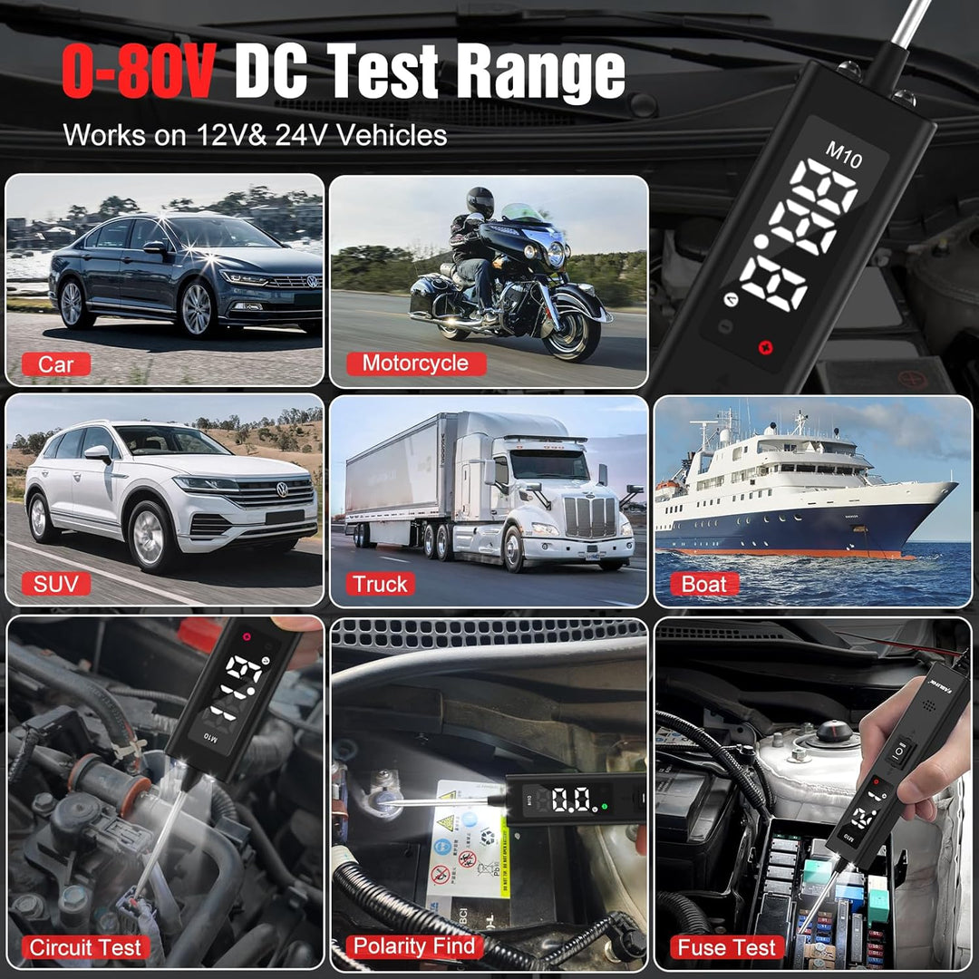 Car Circuit Tester,12V & 24V DC Automotive Test Light,LED Power Circuit Probe Tester Fuse Tester Voltage Tester Short Circuit Finder Component Activation Continuity Tester - Just Closeouts Canada Inc.