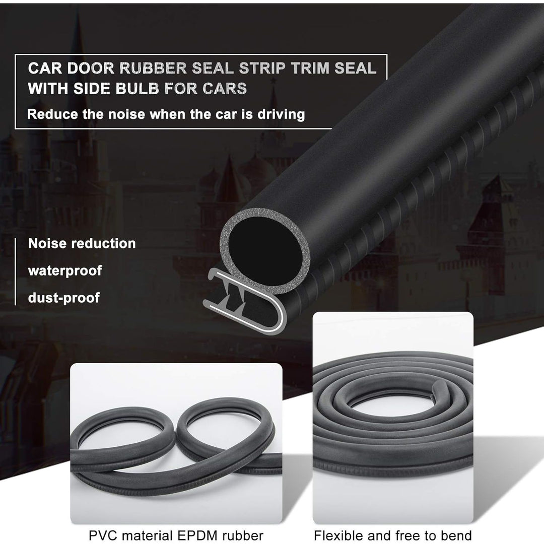 Car Door Rubber Seal Strip with Side Bulb, 20 Feet PVC Bulb Trim with EPDM Automotive Rubber Weather Stripping for Cars, Boats, Trucks, RVs, and Home Applications - Just Closeouts Canada Inc.