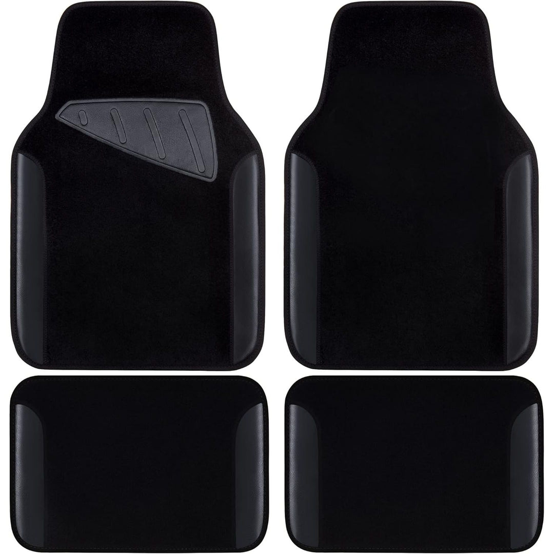 CAR PASS Waterproof Universal Fit Car Floor Mats, Faux Leather Car Carpet Mats with Anti - Slip Nibbs Backing & Driver Heel Pad Fit for SUV,Vans,sedans, Trucks,Set of 4pcs(All Black) - Just Closeouts Canada Inc.