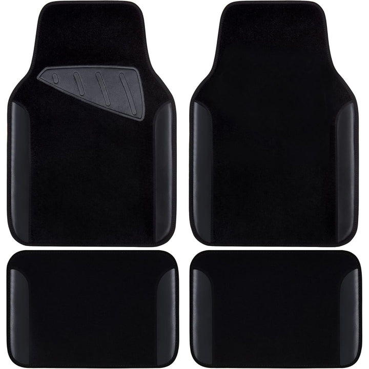 CAR PASS Waterproof Universal Fit Car Floor Mats, Faux Leather Car Carpet Mats with Anti - Slip Nibbs Backing & Driver Heel Pad Fit for SUV,Vans,sedans, Trucks,Set of 4pcs(All Black) - Just Closeouts Canada Inc.