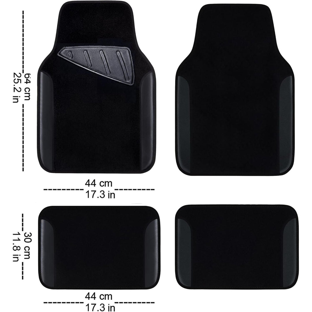 CAR PASS Waterproof Universal Fit Car Floor Mats, Faux Leather Car Carpet Mats with Anti - Slip Nibbs Backing & Driver Heel Pad Fit for SUV,Vans,sedans, Trucks,Set of 4pcs(All Black) - Just Closeouts Canada Inc.