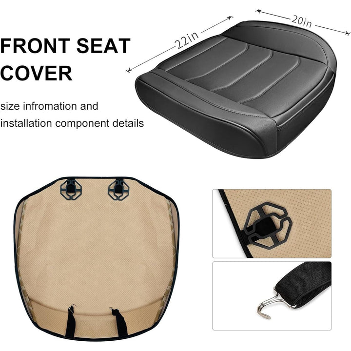 Car Seat Cover for Luxury & Comfort - PU Leather, Anti - Slip, Full Wrap Protection with Storage Pocket for Bottom Cushion - Universal Fit for 95% of Vehicles (Black,1 Piece) - Just Closeouts Canada Inc.