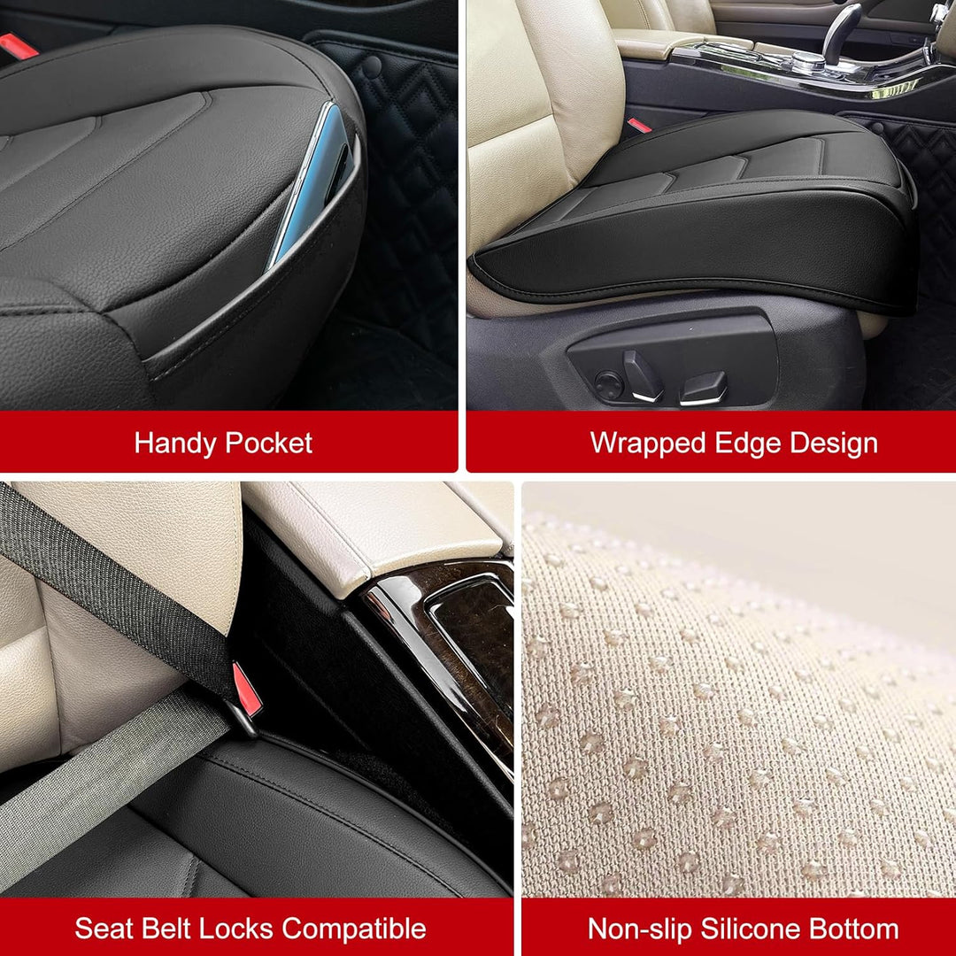 Car Seat Cover for Luxury & Comfort - PU Leather, Anti - Slip, Full Wrap Protection with Storage Pocket for Bottom Cushion - Universal Fit for 95% of Vehicles (Black,1 Piece) - Just Closeouts Canada Inc.