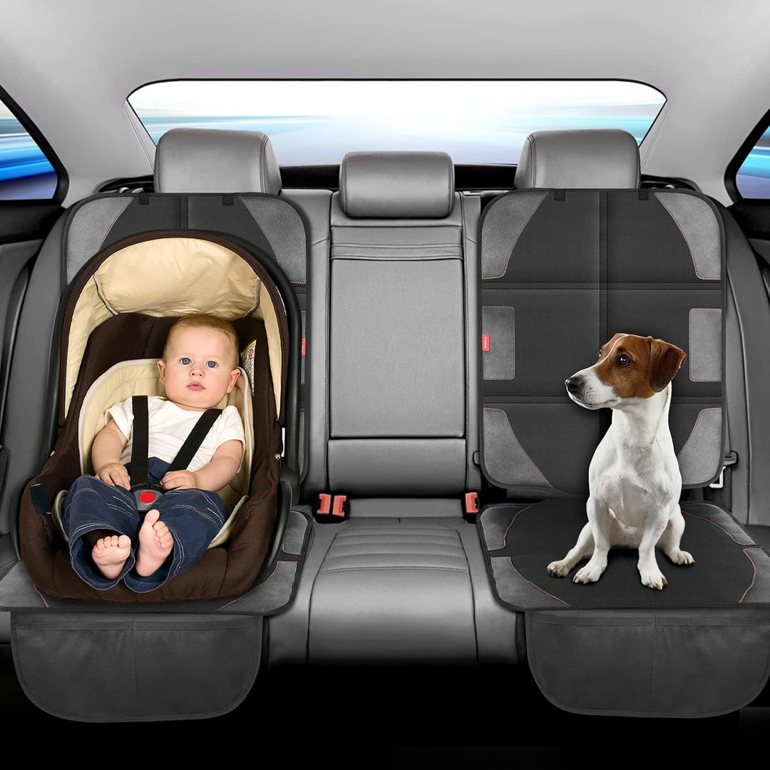 Car Seat Protector with Thickest Padding,Waterproof 600D Fabric Child Baby Seat Protector with Storage Pockets,Non - Slip Pets Cover Leather Reinforced Vehicle Seat 2 Pack - Just Closeouts Canada Inc.