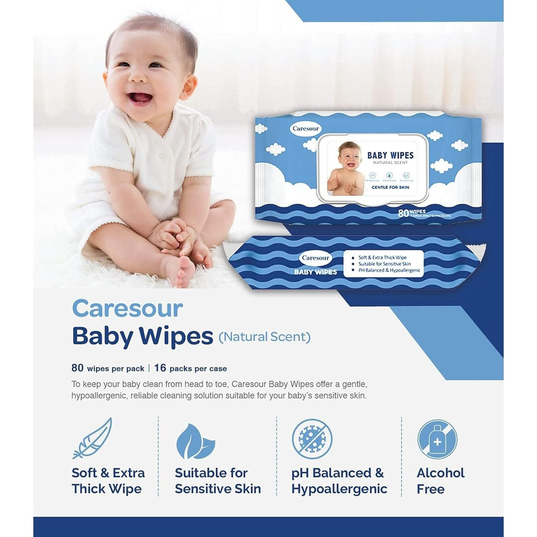 Caresour Baby Wipes Natural Scent, 80ct - Just Closeouts Canada Inc.860003704707