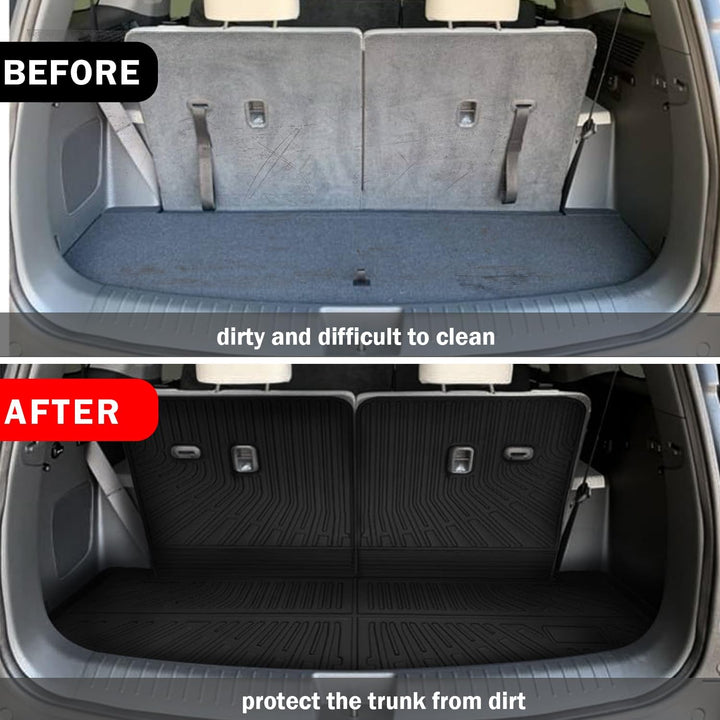 Cargo Mat for Hyundai Santa Fe 2024 2025 Accessories Cargo Mat Seat Backrest 2 in 1 Mat All-Weather TPE Black Trunk Cargo Liner for Hyundai Santa Fe 2024 2025 Accessories - Just Closeouts Canada Inc.