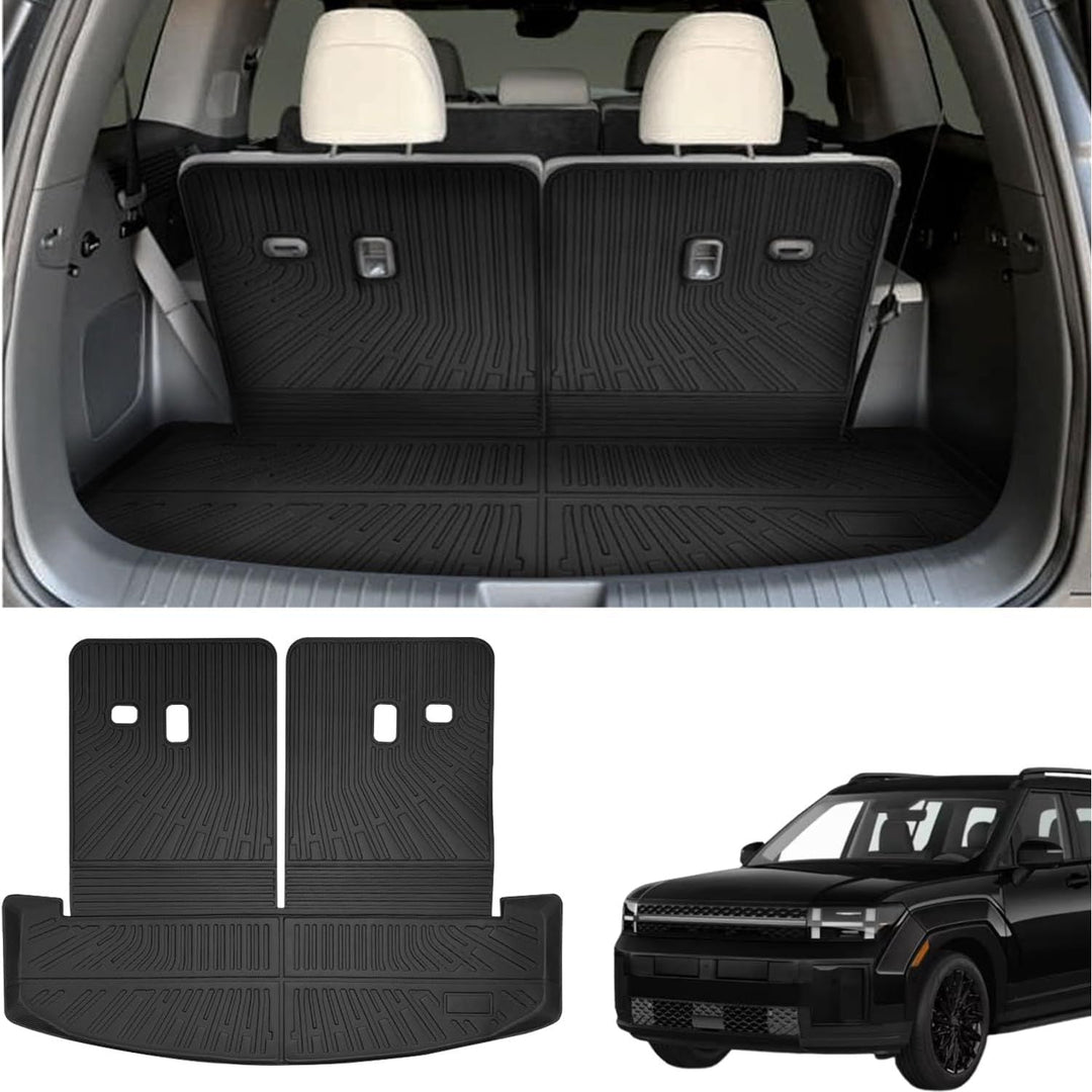 Cargo Mat for Hyundai Santa Fe 2024 2025 Accessories Cargo Mat Seat Backrest 2 in 1 Mat All-Weather TPE Black Trunk Cargo Liner for Hyundai Santa Fe 2024 2025 Accessories - Just Closeouts Canada Inc.