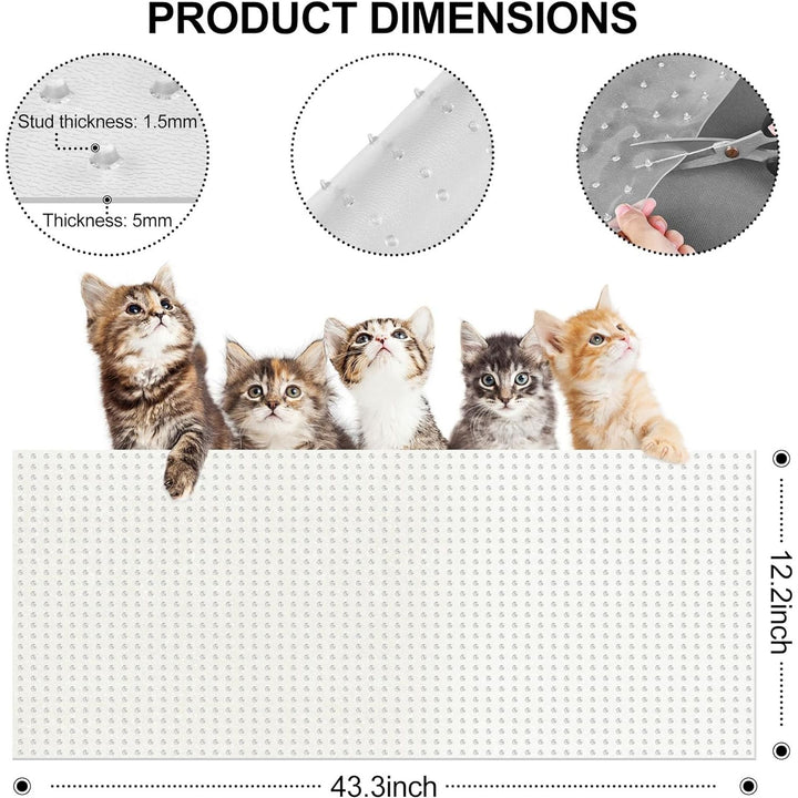 Carpet Protector for Pets 12.2in*3.6FT Cat Scratch Carpet Protector Mat for Doorway Clear Plastic Runners with Spikes to Protect Under Door Carpet Rug Anti Cat Scratch Carpet Stopper Easy to Cut - Just Closeouts Canada Inc.