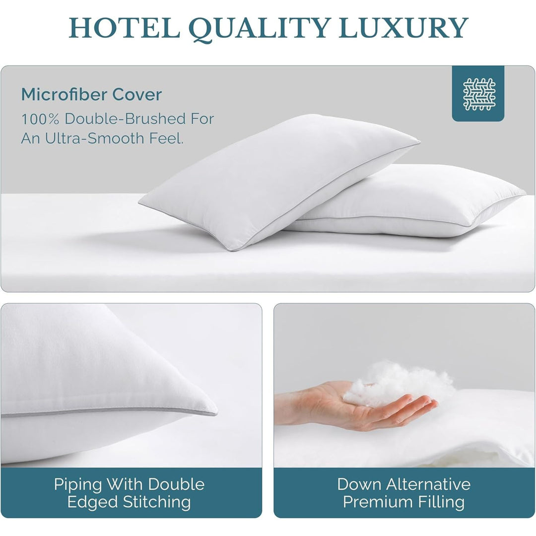 Casa Platino Bed Pillows Standard Size 4 Pack (20x26) - Down Alternative Sleeping Pillows, Hotel Quality, Hypoallergenic & Supportive for Side & Back Sleepers - Just Closeouts Canada Inc.