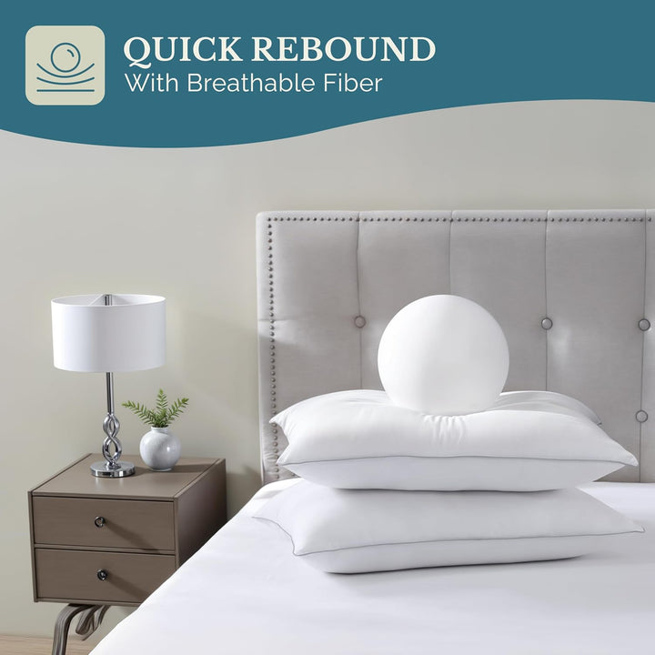 Casa Platino Bed Pillows Standard Size 4 Pack (20x26) - Down Alternative Sleeping Pillows, Hotel Quality, Hypoallergenic & Supportive for Side & Back Sleepers - Just Closeouts Canada Inc.