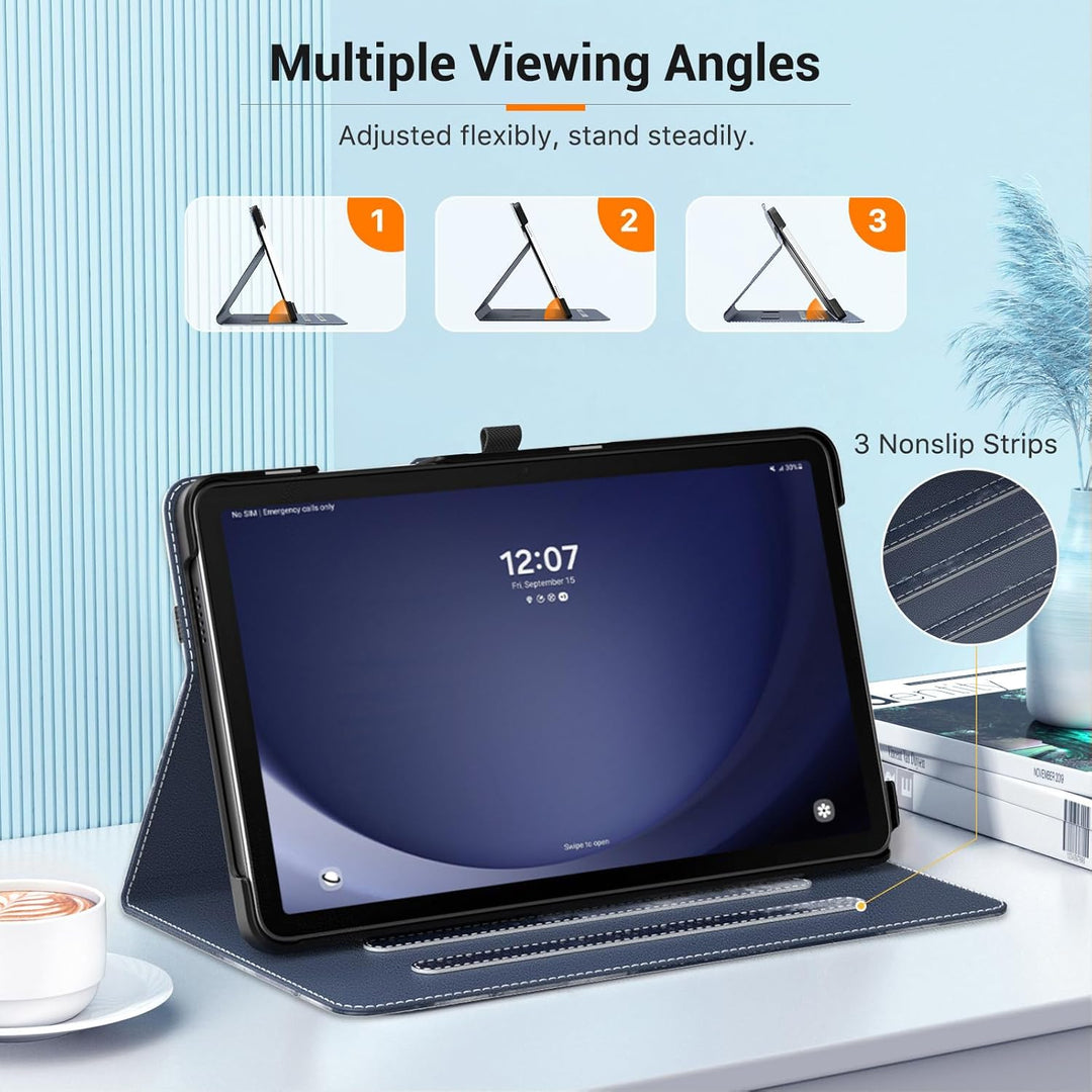 Case for Samsung Galaxy Tab A9 Plus 11" 2023 (SM - X210/SM - X216/SM - X218), PU Leather Multi - Angle Viewing Folding Stand Cover Case with Hand Strap, Front Pocket, Auto Wake/Sleep, Gray Forest - Just Closeouts Canada Inc.