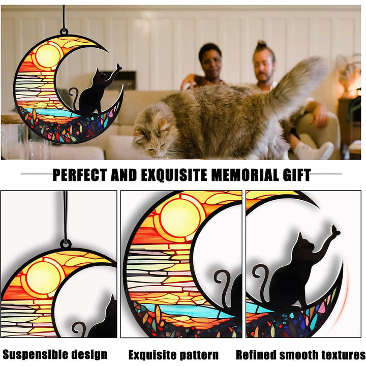 Cat-on-moon memorial hanging ornament, view 3