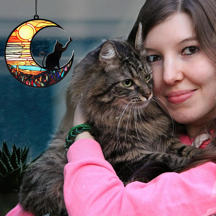 Cat-on-moon memorial hanging ornament, view 5