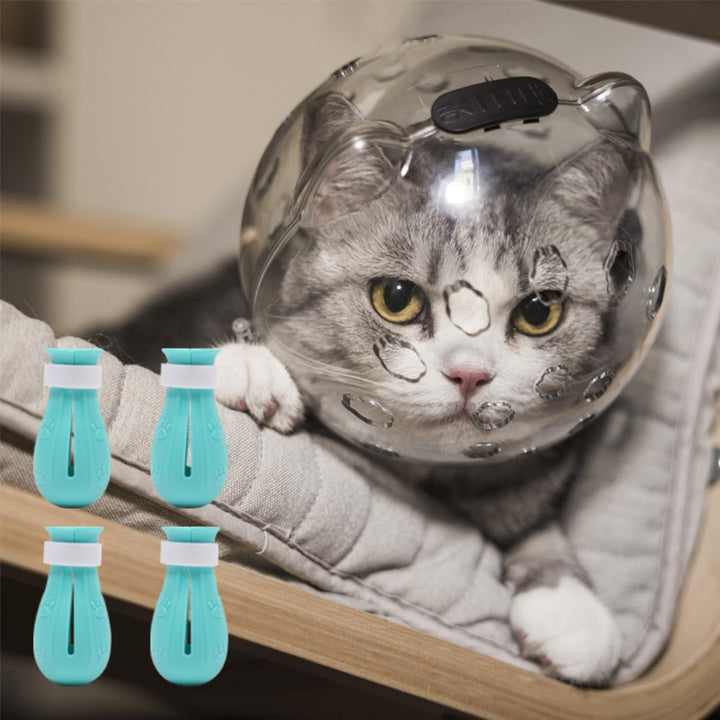 Cat Muzzle, Cat Helmet Mask for Grooming, Breathable Cat Hood Cat Mouth Cover?Prevent Cats from Biting People?for 5-10 lb Cats Cat?Anti-Scratch Silicone Cat Paw Protector Shoes - Just Closeouts Canada Inc.