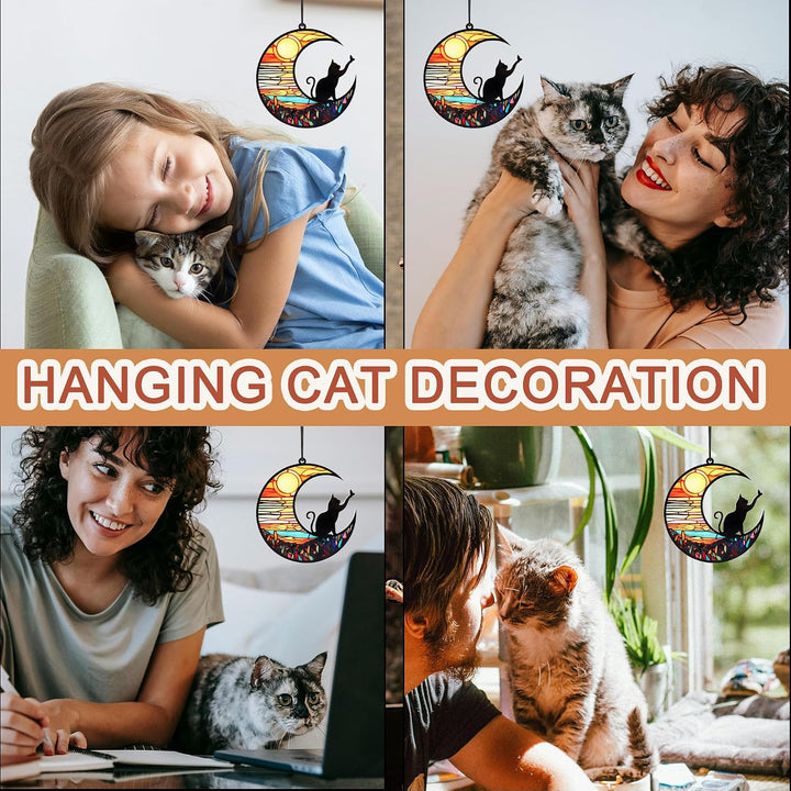 Cat-on-Moon Memorial Hanging Ornament, 12 cm - Just Closeouts Canada Inc.X004URLC89