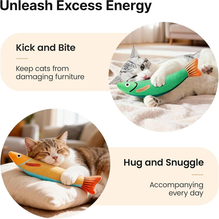 Cat Toys Saury Fish, 3 Pack, Catnip Crinkle Sound, Soft and Durable, Interactive Kitten Kicker for Indoor Kitty Exercise 9.4 Inches for All Breeds - Just Closeouts Canada Inc.