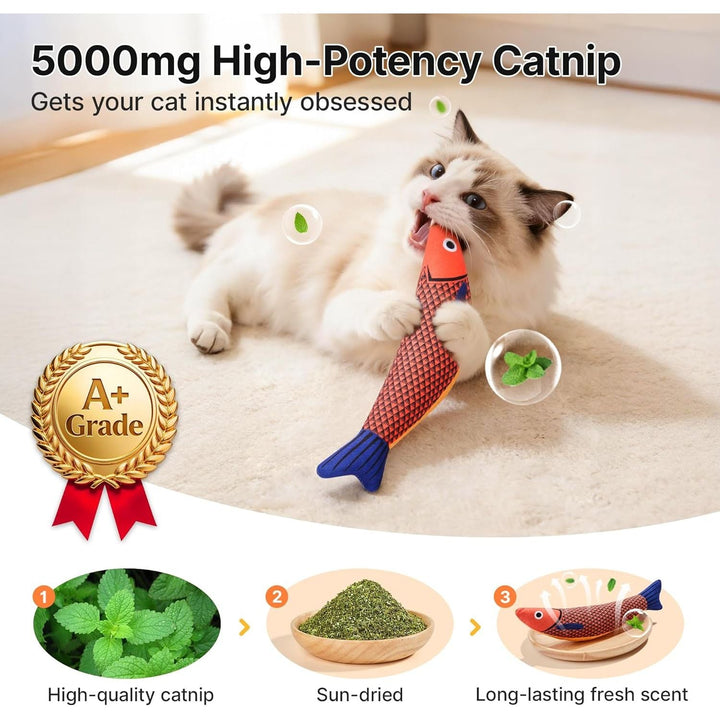 Cat Toys Saury Fish, 3 Pack, Catnip Crinkle Sound, Soft and Durable, Interactive Kitten Kicker for Indoor Kitty Exercise 9.4 Inches for All Breeds - Just Closeouts Canada Inc.