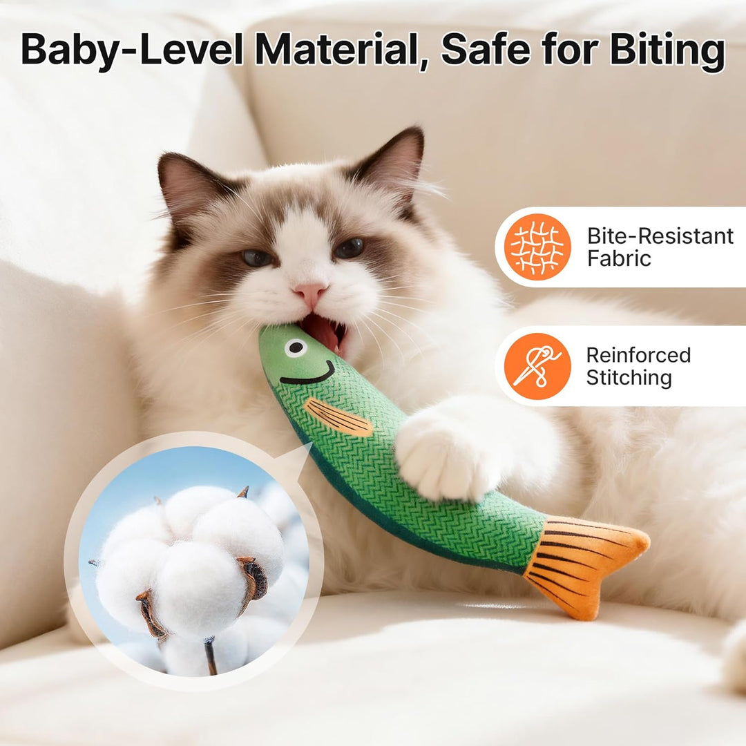 Cat Toys Saury Fish, 3 Pack, Catnip Crinkle Sound, Soft and Durable, Interactive Kitten Kicker for Indoor Kitty Exercise 9.4 Inches for All Breeds - Just Closeouts Canada Inc.