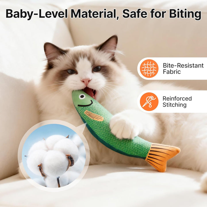 Cat Toys Saury Fish, 3 Pack, Catnip Crinkle Sound, Soft and Durable, Interactive Kitten Kicker for Indoor Kitty Exercise 9.4 Inches for All Breeds - Just Closeouts Canada Inc.