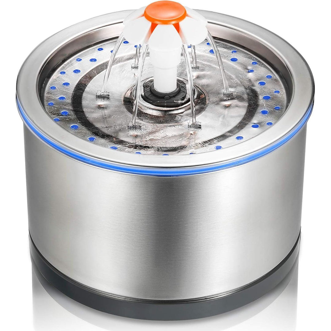 Cat Water Fountain Stainless Steel, 84oz/2.5L, 4 - Stage Filtration, Ultra Quiet Metal Cat Water Fountain with LED Light & Filter for Pet, Kitty & Dog - Just Closeouts Canada Inc.X003BOWMUJ