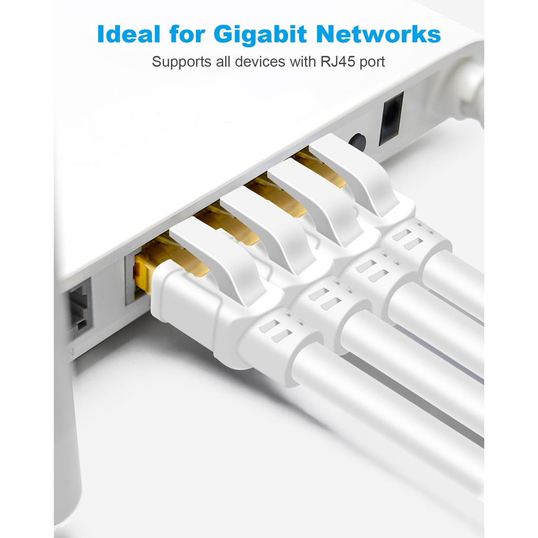 CAT8 Ethernet Cable 50ft, High Speed 40Gbps 2000MHz CAT8 LAN Cable Shielded in Wall, Heavy Duty Internet Cable with RJ45 Connector for Router, Modem, X box, PC, Indoor&Outdoor (50ft/15m, White) - Just Closeouts Canada Inc.