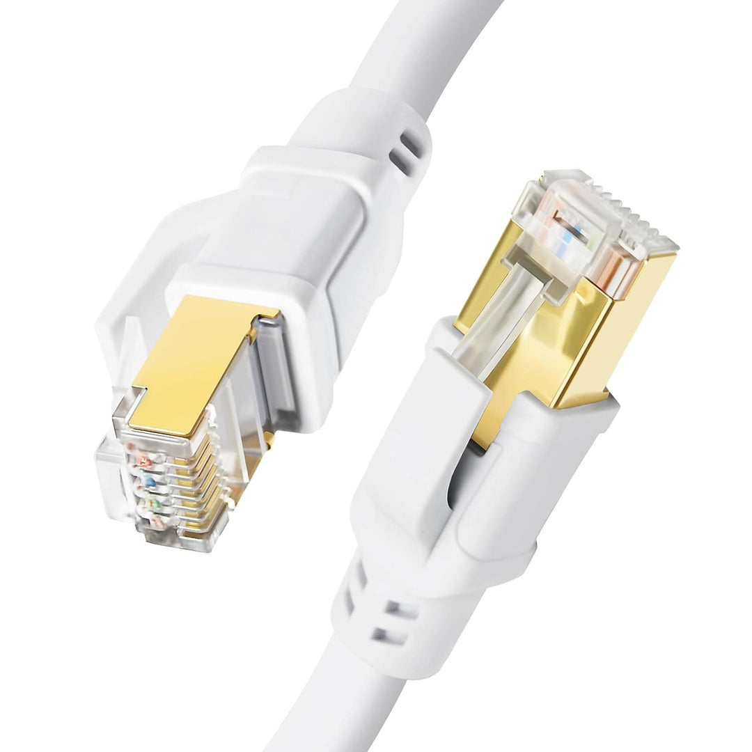CAT8 Ethernet Cable 6ft, High Speed Network Cable 40Gbps 2000MHz SFTP LAN Internet Cable CAT8 with Gold Plated RJ45 for Router, Modem, Gaming, X Box, PCs, Laptops (6ft/1.83m, White) - Just Closeouts Canada Inc.