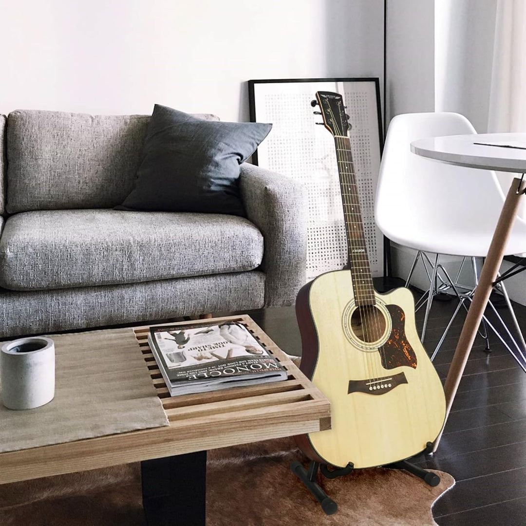 CC CAIHONG Guitar Stand Floor Folding Universal A frame Stand for All Guitars Acoustic Classic Electric Bass Travel Guitar Stand - Black - Just Closeouts Canada Inc.