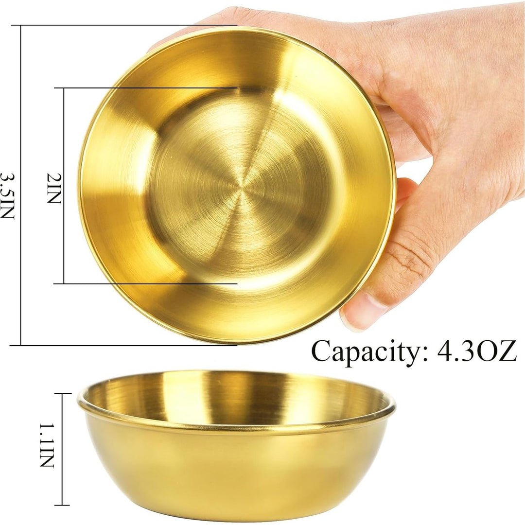 Cedilis 10 Pack 3.5inch Stainless Steel Sauce Dishes, 4.3oz Gold Dipping Bowl, Stackable Sushi Soy Sauce Cup Side Dishes, Small Condiments Ingredient Bowl for Kitchen Prep - Just Closeouts Canada Inc.