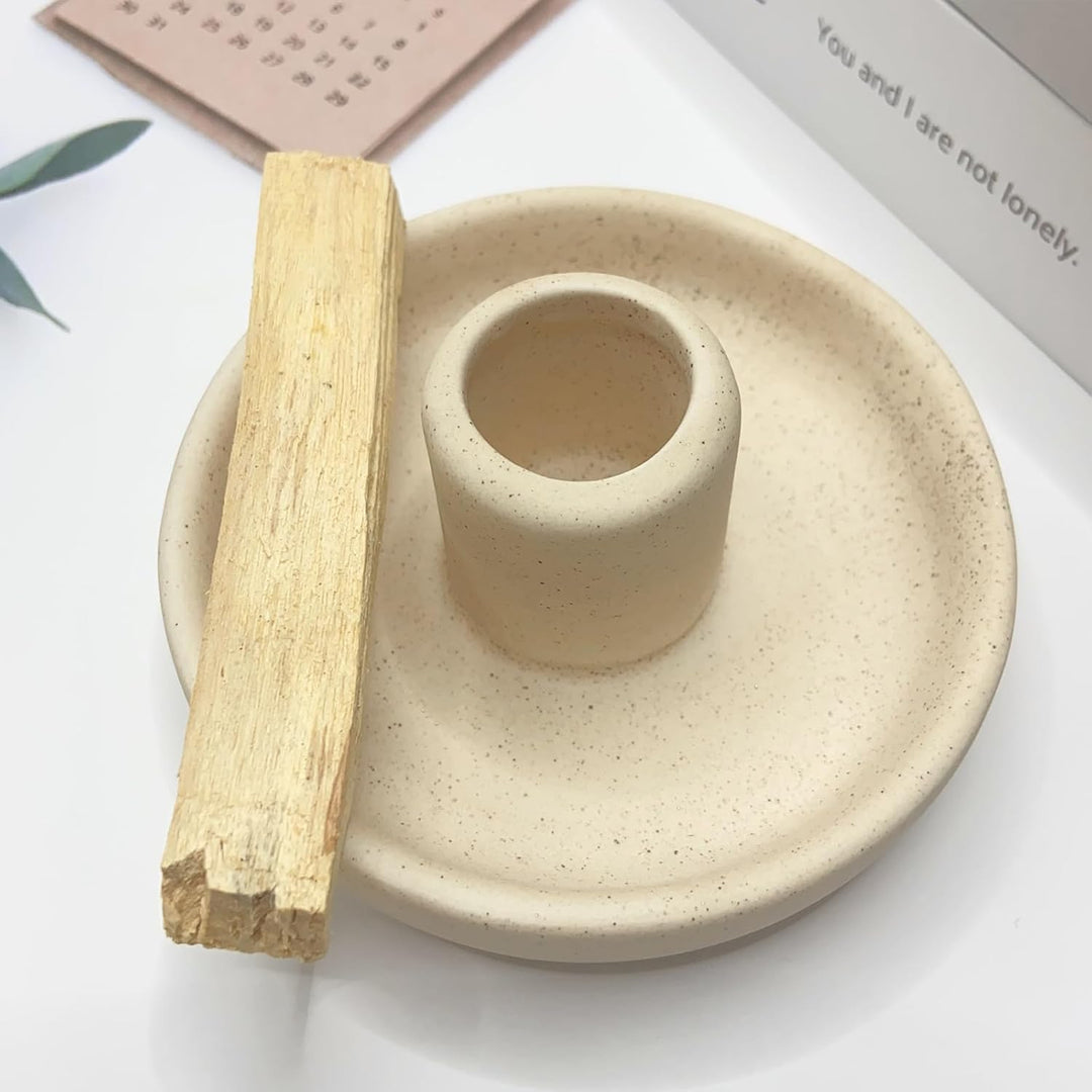 Ceramic Incense Holder for Palo Santo Sticks, Scent Wood Stand and Ash Catcher, Simple, Sturdy and Well Made Incense Palo Santo Holder Burner, Cozy Speckled Beige - Just Closeouts Canada Inc.